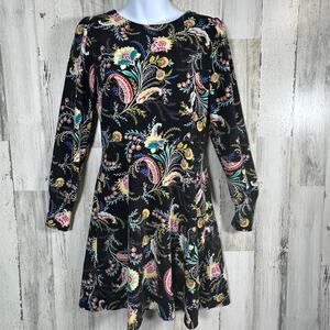 Ann Taylor LOFT Black Floral Paisley Long Sleeve Dress – Size 0 – Bright Print
